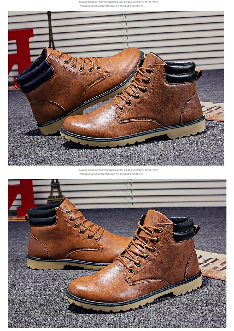 2018 new Genuine Leather Men Boots Autumn Winter Ankle Boots Fashion Footwear Lace Up Shoes Men High Quality Vintage Men Shoes (18)