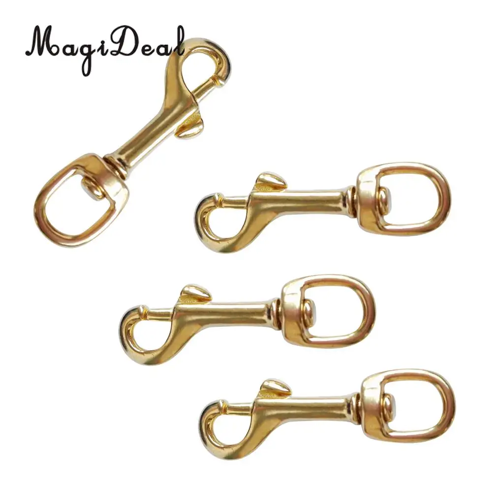 MagiDeal 4 Pieces Dive Swim Brass Single Ended Swivel Eye Bolt Snap Hook Clip for Snorkeling Scuba Diving Swimming Acess