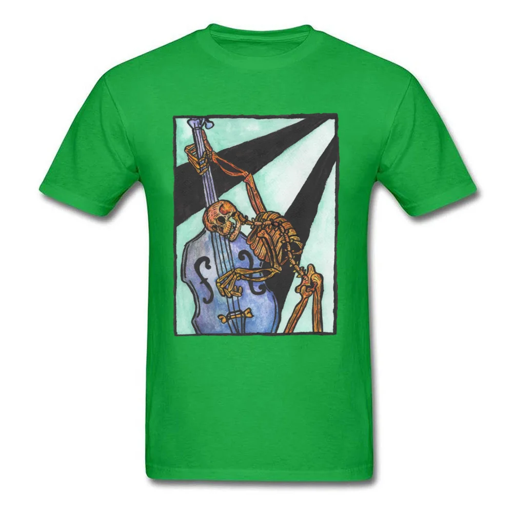 100% Cotton Men Short Sleeve Double Bass Jazz Skeleton T Shirt Geek Tops Shirts Faddish Customized Round Collar Tops Tees Double Bass Jazz Skeleton green
