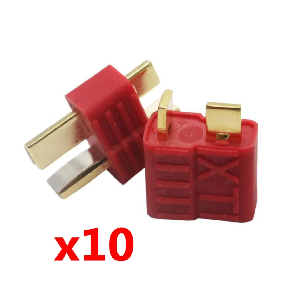 

10 pcs New T-Plug Non-slip Connector Male Deans For Deans RC Lipo Battery Helicopter 100A Gold plated Deans