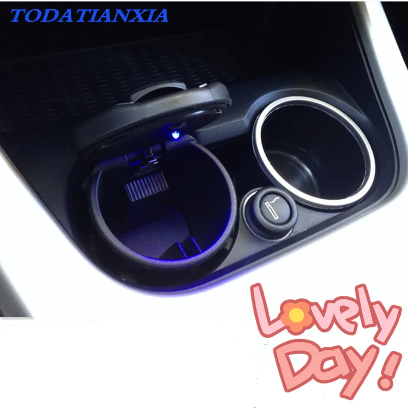

car Ashtray Blue LED Light Smokeless for renault clio 4 vw golf 7 mini cooper r56 golf mk7 kia ceed renault scenic 2 golf mk3