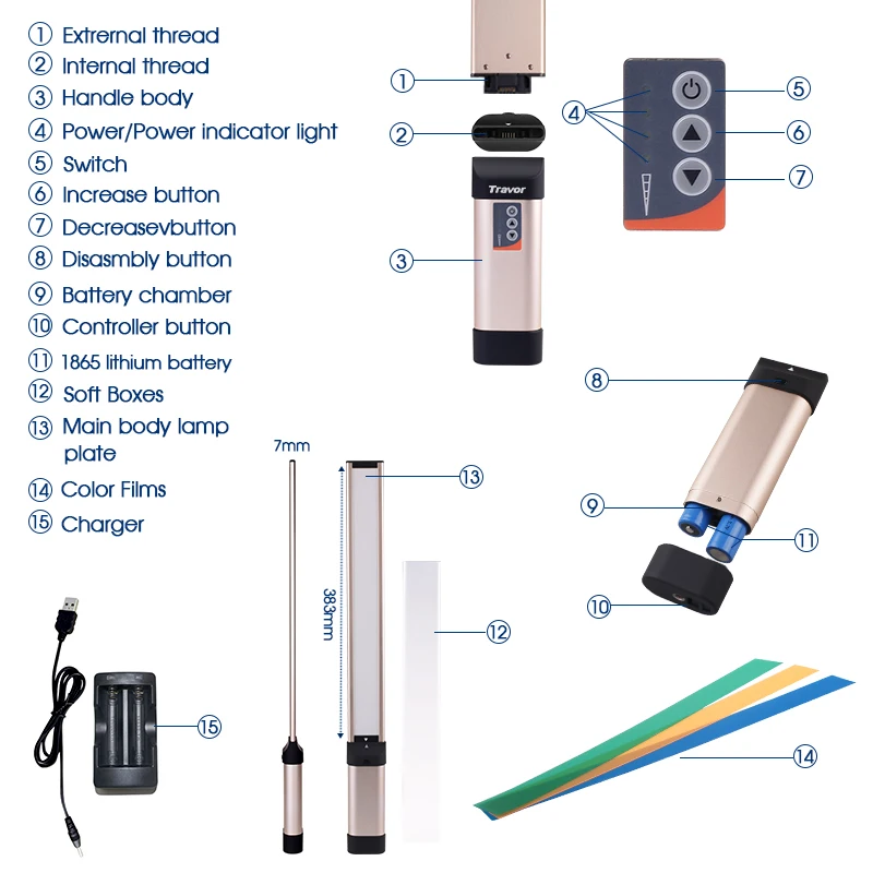 Travor L2 портативная ручная палка для фотографирования светильник свет для студийной видеосъемки светильник с 3 цветными фильтрами для видео фото светильник ing