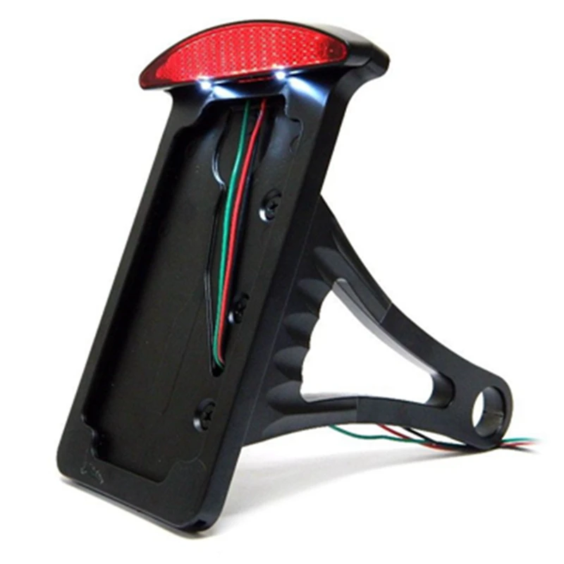 BLACK VERTICAL MOTORCYCLE LICENSE PLATE BRACKET LED BRAKE LIGHT 1" 7/8