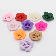 Big Size  5PCS 40mm Mulity Color Flat Back Polymer Clay Fimo Rose Flowers Fit DIY Hair Supplies
