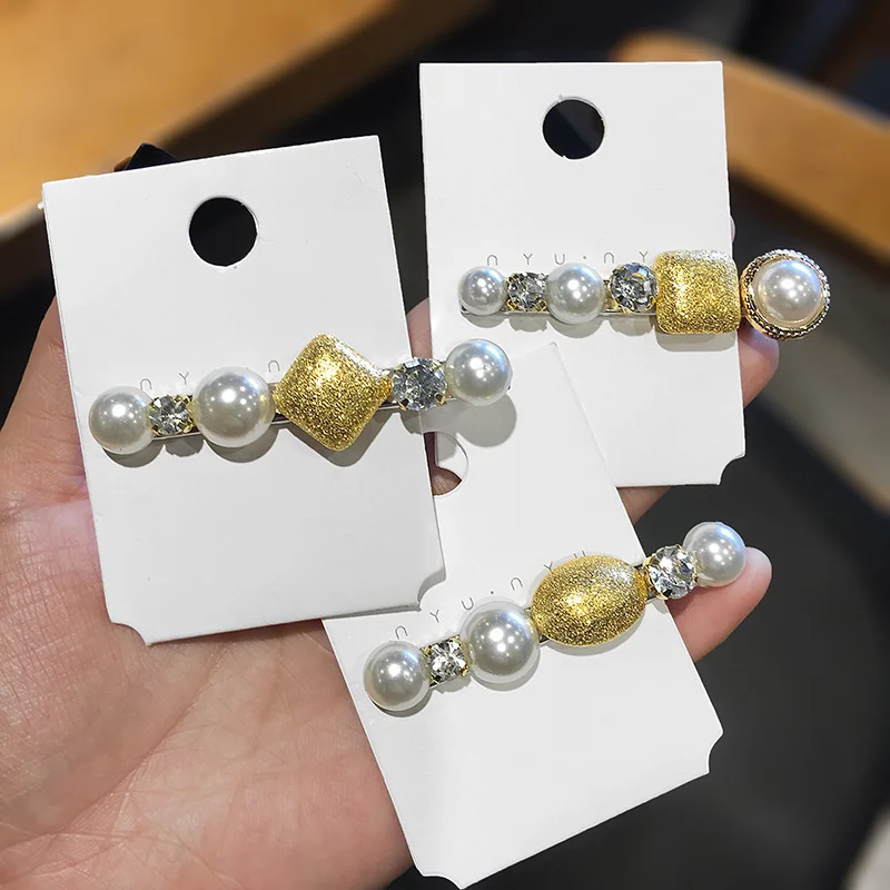 

Vintage Crystal Pearl Geometric Round Square Hairpins Hair Headwear Hair Clip Elegant Wedding Engagement Barrettes Jewelry