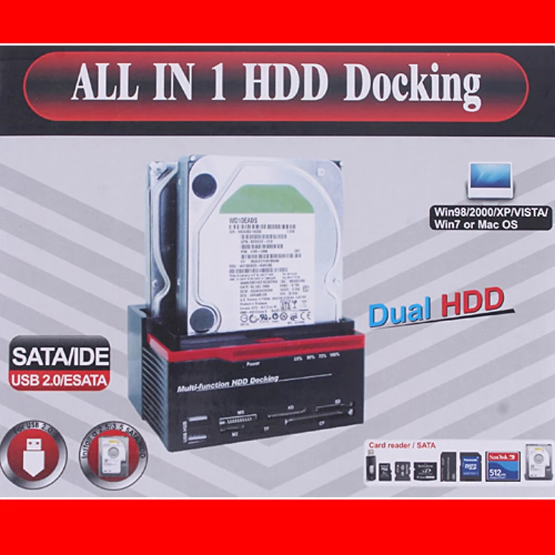 SATA HDD док-станция 2,5/3," SATA IDE HDD док-станция Клон USB 2,0 концентратор Поддержка MS/M2/XD/CF/SD/TF кард-ридер 480 Мбит/с