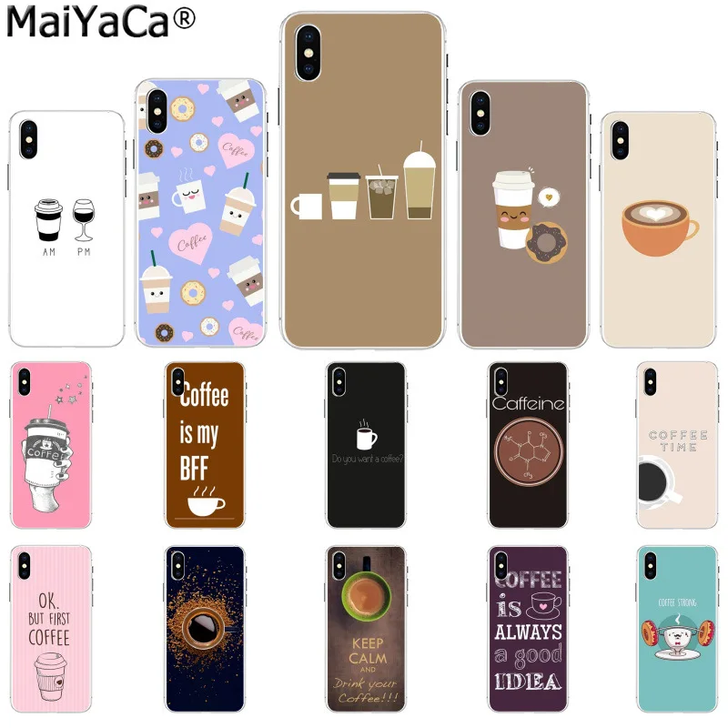 

MaiYaCa Coffee Wine Cup book Pattern TPU Soft Phone Cell Phone Case for iPhone X XS MAX 6 6s 7 7plus 8 8Plus 5 5S SE XR