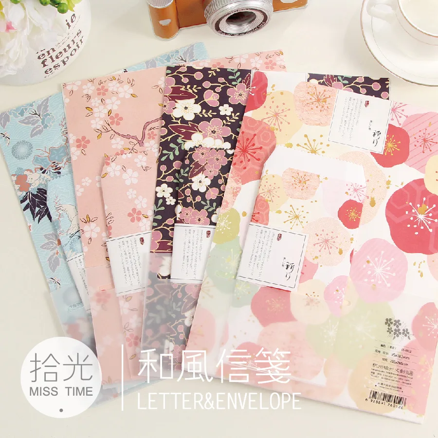 

Coloffice 1 set (3 envelopes+6 Letter paper) Japanese Style random Sakura flower Letter Pad / Paper envelope sets love letters