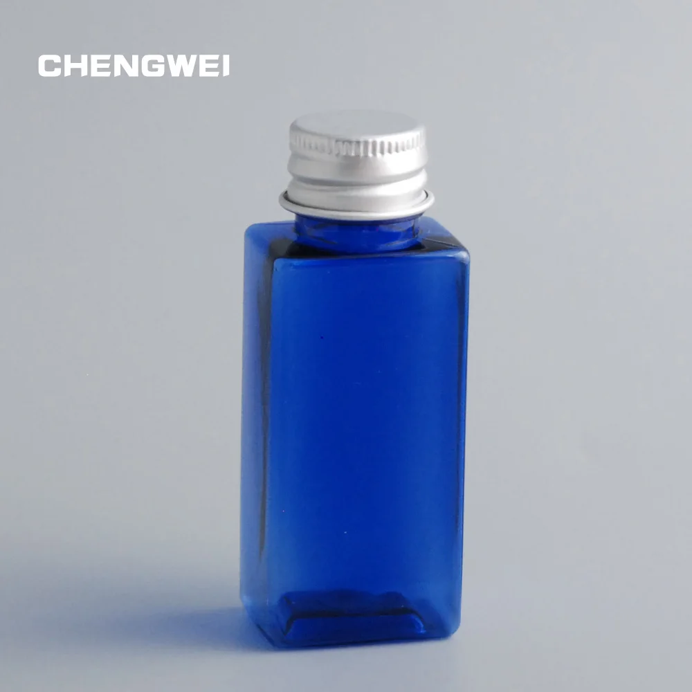 CHENGWEI Продвижение 20 шт отличные Meke Up Инструменты 30 мл пустой квадратный образец бутылки с винтовой алюминиевой крышкой, косметические бутылки - Цвет: Silver Blue