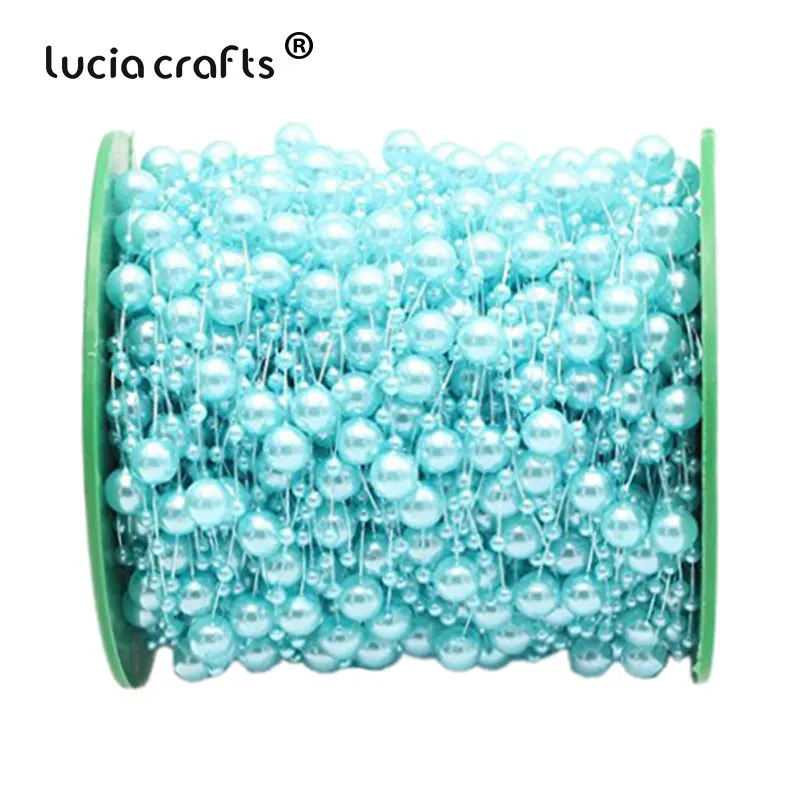 Lucia crafts 60 м/рулон смешанный 3/8 мм искусственный цепочка с жемчужными бусинами гирлянды искусственные цветы для свадьбы свадебный букет цветы C0613 - Цвет: C4 Blue