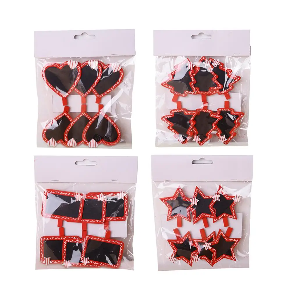 

Christmas wooden clips Message blackboard mini christmas decorations, set of 6