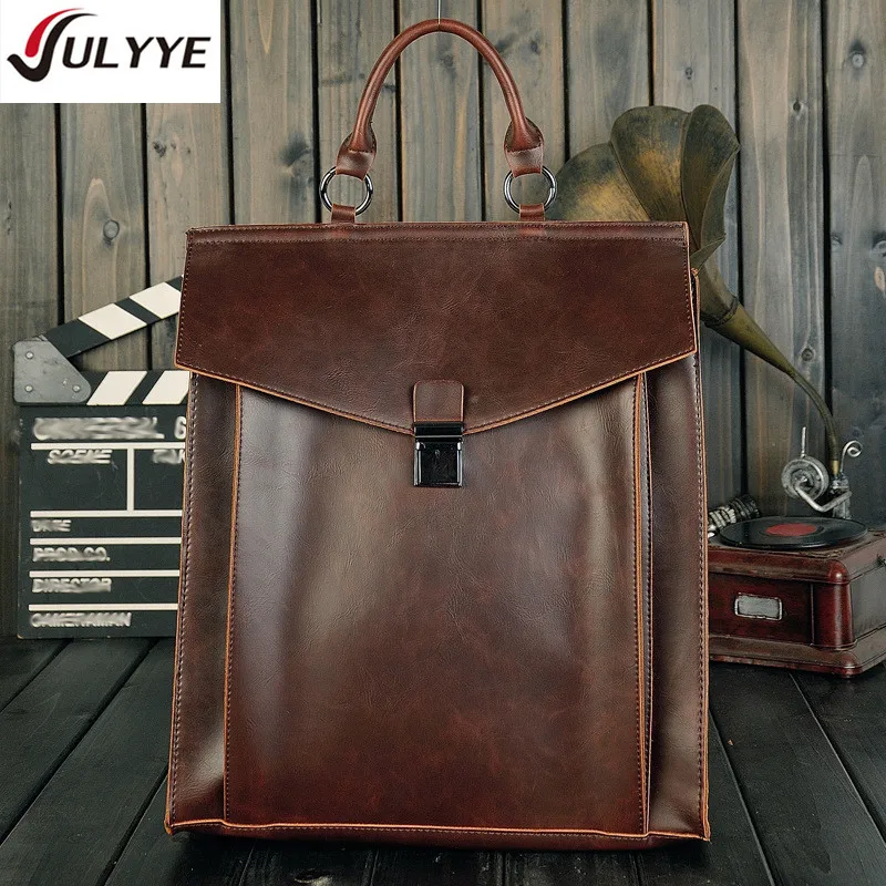 

YULYYE New Hot Men Business Backpacks Fashion Multifunction School Backpack Laptop Bags High Quality Vintage Simple Leather Bag