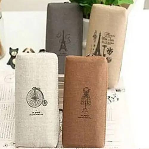 

1Pc Retro Canvas Pencil Pen Case Cosmetic Makeup Coin Pouch Zipper Bag Purse Gift Pencil Case Storage Organizer Pen Bags