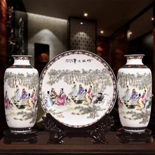 Новое поступление антикварная дзиндечженьская набор керамических ваз Классический китайский традиционный ручной работы полуглянцевая ваза цветок вазы фарфоровая ваза