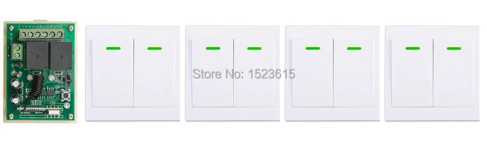 

DC12V 2CH Wireless Remote Control Switch 1*Receiver + 4*Wall Panel Remote Transmitters Sticky Remote Appliances Gate Garage Door