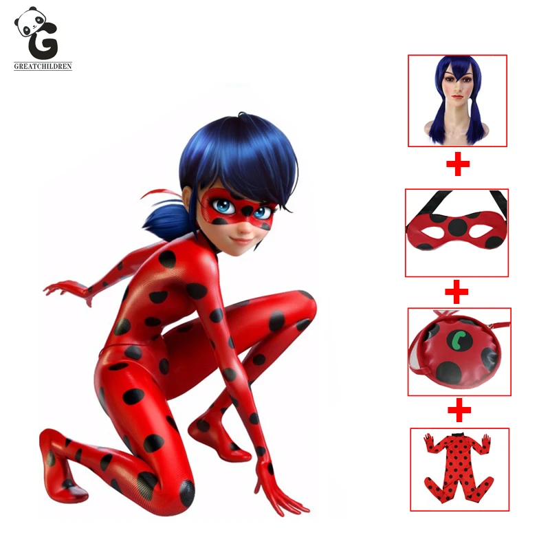 Miraculous Ladybug Halloween Christmas Costumes For Girls Lady Bug Kids Ladybug Marinette Cosplay Children Girls