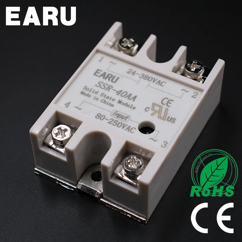

Solid State Relay Module SSR-40AA SSR-40 AA SSR 40A 80-250VAC Input to 24-380VAC Output Industry Control