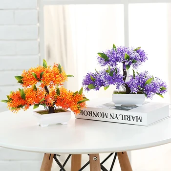 

Artificial Plants Vase Set Simulation flower pine tree Small bonsai Mini potted Wedding Furnishing Living Room for Home Decor