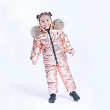 Russian Winter Baby Snowsuits 2018 Winter Suits Boys Girls Duck Down Coats Overalls Clothing Set Luxury Fur Children’s Clothing