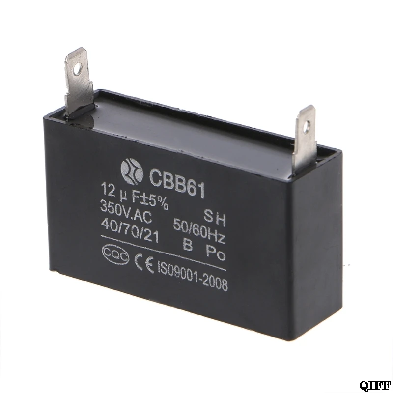 & Black 12uF Generator Capacitor Generator CBB61 12uF 50/60Hz 350VAC Fan Motor APR29