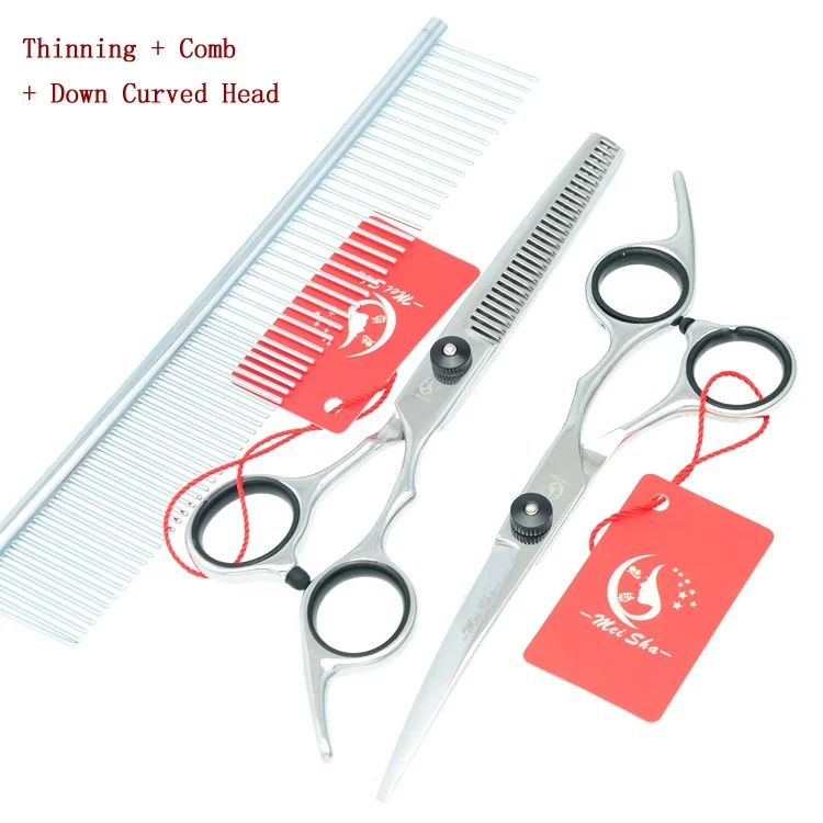 Meisha 6 inch Professional Pet Grooming Scissors Set for Hairdressing Dog Cutting Thinning Curved Shears Puppy Cliper HB0022 - Цвет: HB0026 and HB0028