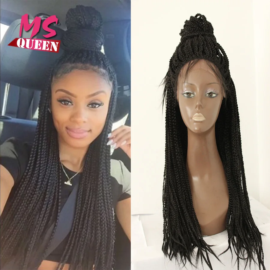 200 Density Braided Synthetic Lace Front Wig With Baby Hair Micro Box