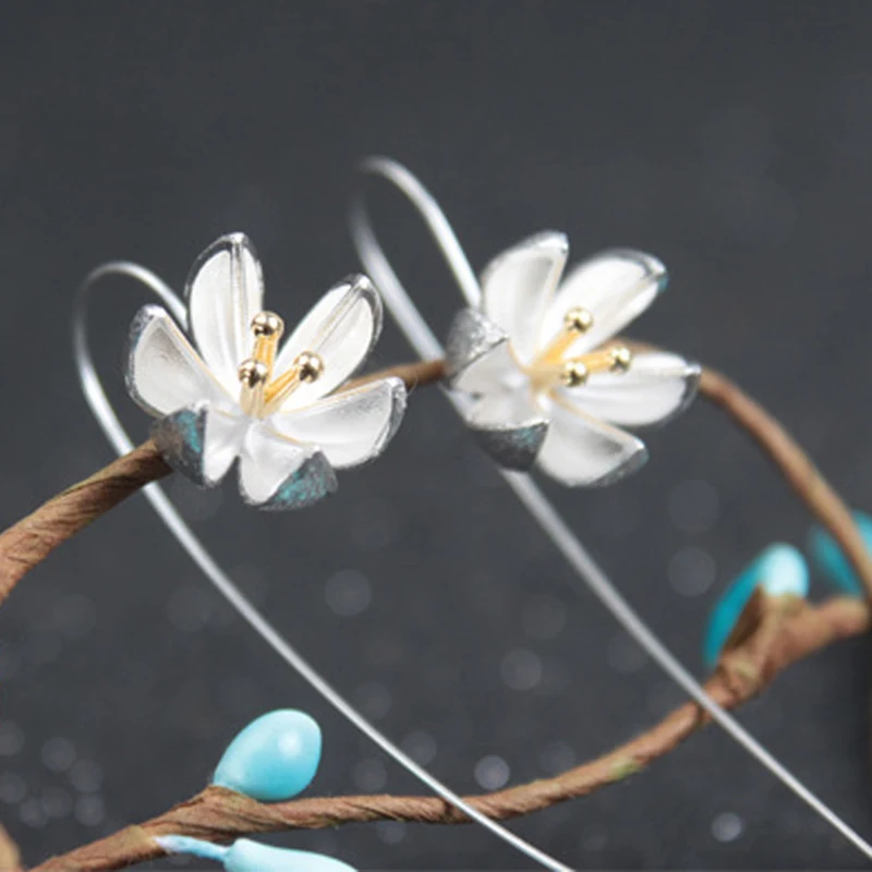 

XIYANIKE New Fashion 925 Sterling Silver Flower Stud Earrings For Women Tassel Earrings Jewelry Wholesale Free Shopping VES6749