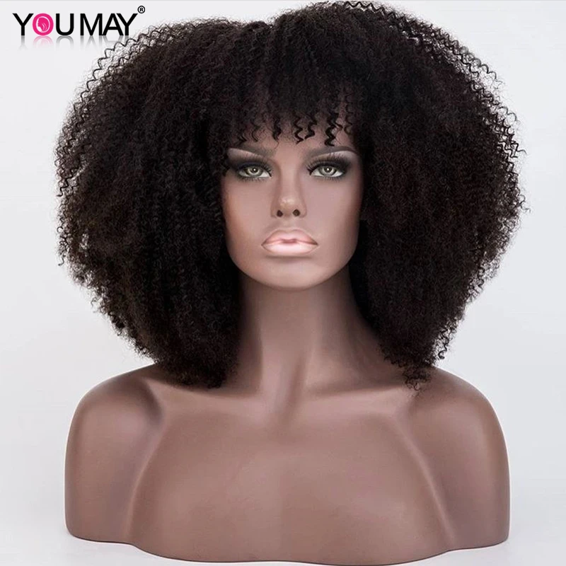 

250 Density Afro Kinky Curly Lace Front Human Hair Wigs With Bangs 13X6 Short Bob Lace Front Wigs For Women Pre Plucked You May
