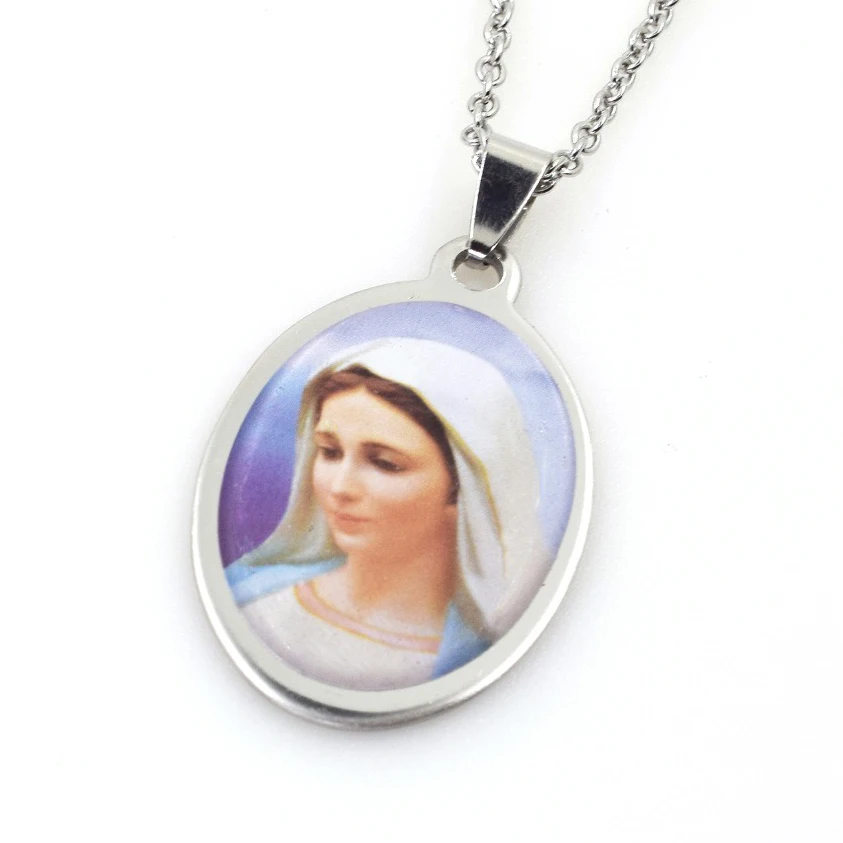 

316L Stainless Steel 12style Custom Initial Pendant Necklace Charm Jewelry Christ Virgin Mary Jesus