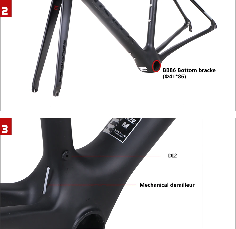 Top 2019 disc Costelo Speedmachine1.0 carbon road bike frame cycling frame Costelo bicycle bicicleta frameset seatpost fork headset 6