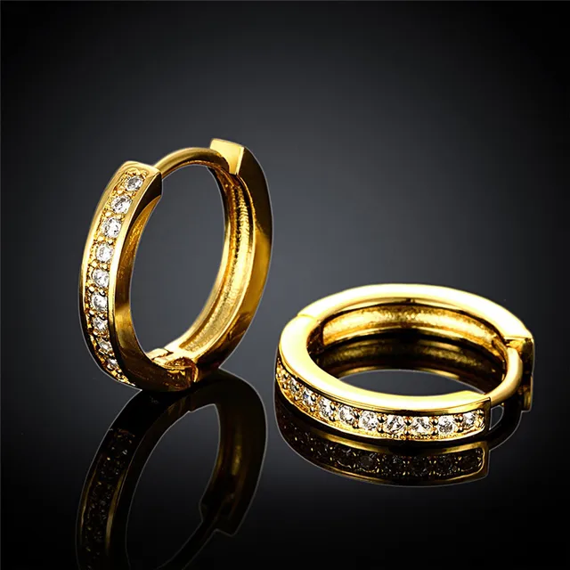 24k Yellow Gold Rose Color Hoop Earrings For Women Channel 24k Yellow Gold Rose Color Hoop Earrings For Women Channel Setting 1 Row
