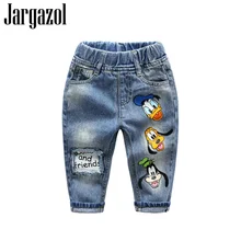 Jargazol джинсы для девочек обувь для мальчиков с рисунком собаки Утка Печатных повседневное весна осень маленьких брюки девочек Джинс
