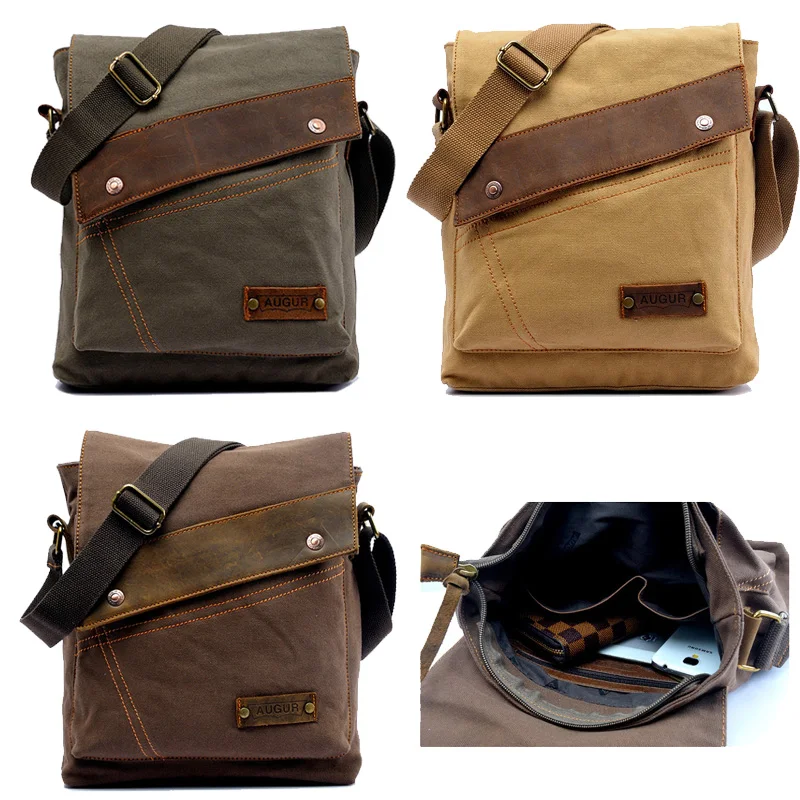 Canvas Leather Messenger Shoulder Bag Crossbody Satchel Book bags