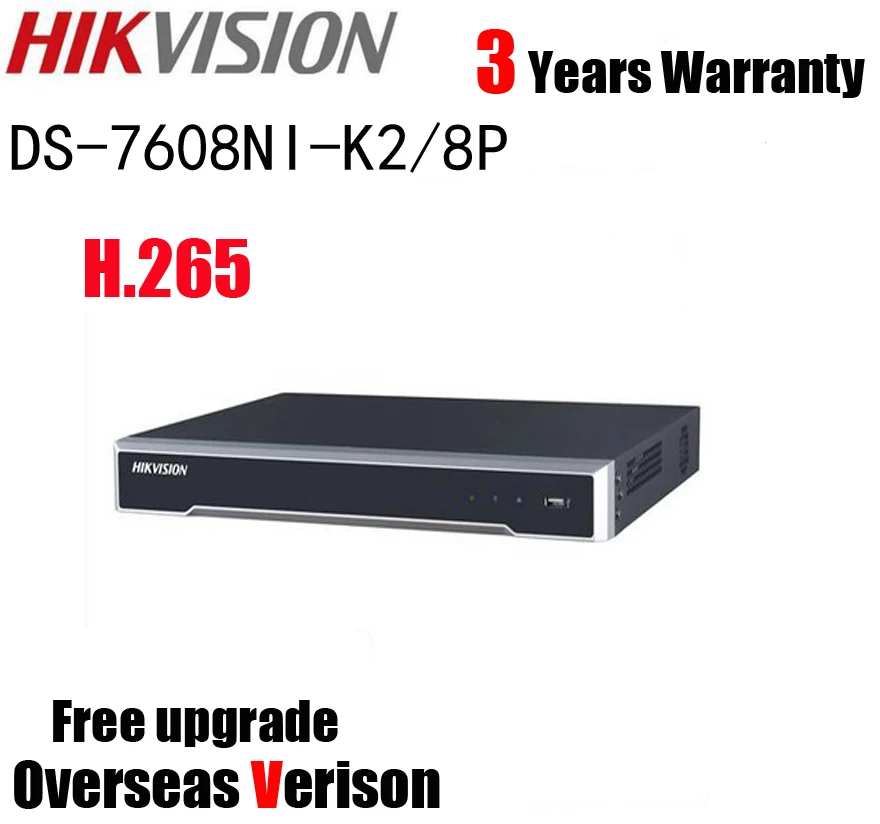Hikvision DS-7608NI-K2/8 P H.265 8MP 4 K Встроенный Plug& Play NVR с 8 мегапикселей 8 POE сетевые порты видеомагнитофон