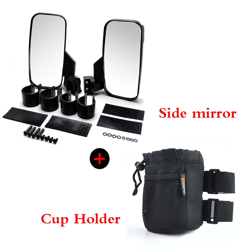 

KEMiMOTO 1.75"/2" UTV Break Side Mirror for Polaris RZR XP1000 RZR 900 For Can Am MTV Centre Rear view Mirror Bottle Cup Holder