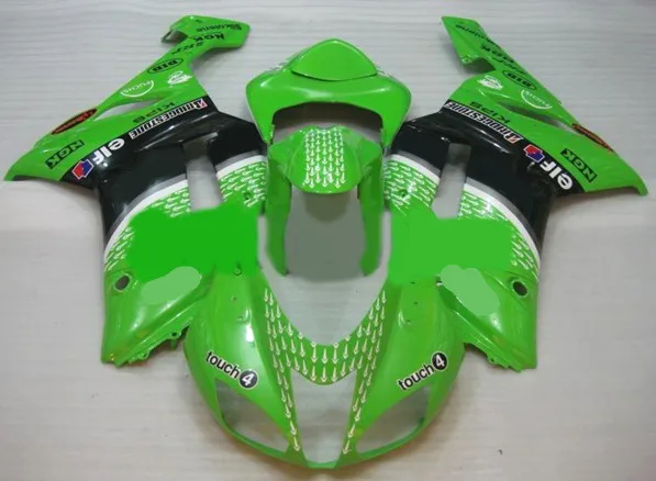 Набор обтекателей для мотоциклов KAWASAKI Ninja ZX6R 07 08 636 2007 2008 zx 6r Зеленый Черный ABS