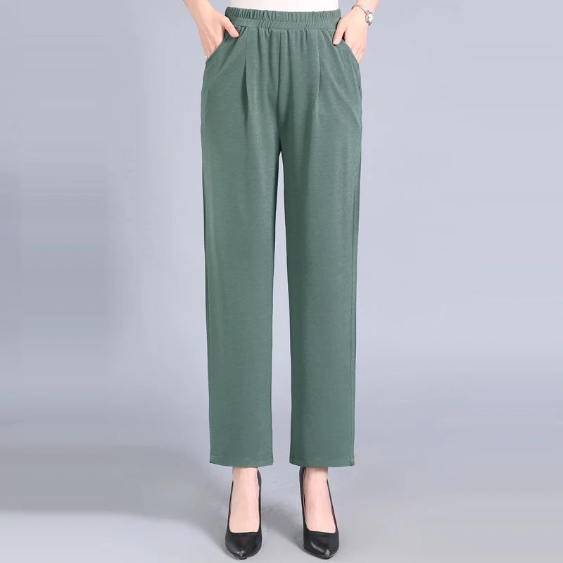 

Casual Elastic High Waist Summer Pants Women Loose 2019 New Women's Korean Straight Pants Streetwear Plus Size Wide Leg Pants