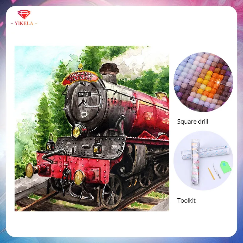 

YIKELA 5D Full Drill Diamond Cross Stitch Diamond Painting Kit Diamond Embroidery Train Painting Home Decoration Accessories