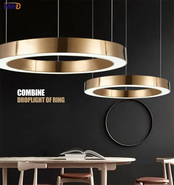 Iwhd Gold Fashion Modern Led Pendant Light Fixtures Ring Shape Iwhd Gold Fashion Modern Led Pendant Light Fixtures Ring Shape Acrylic Droplight For Dining Room Hanging