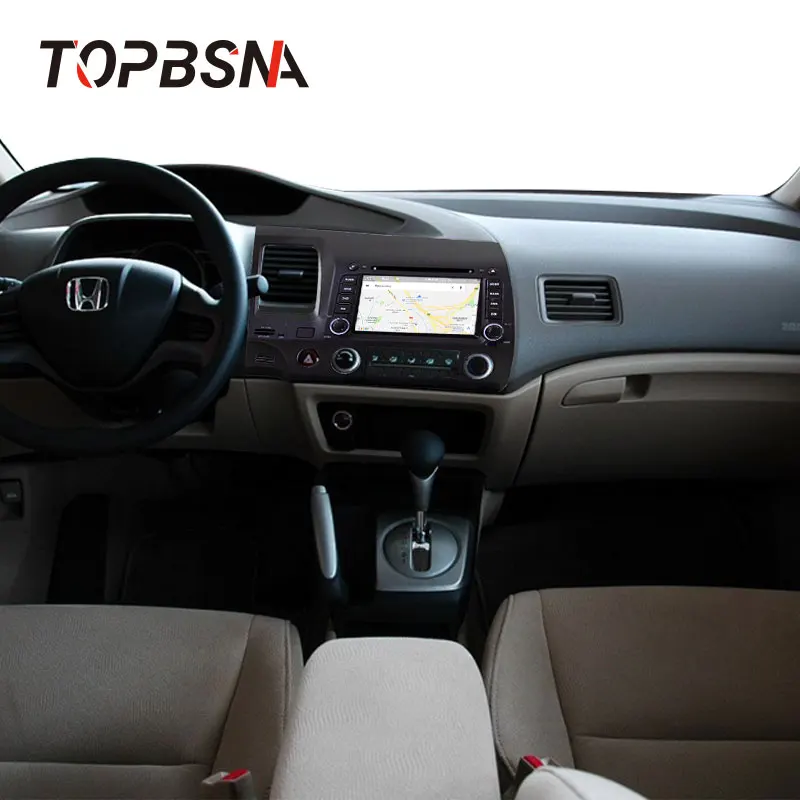 TOPBSNA Android 10 Автомобильный DVD плеер для Honda Civic 2005 2006 2007 2008 2009 2010 2011 GPS навигация 2 din