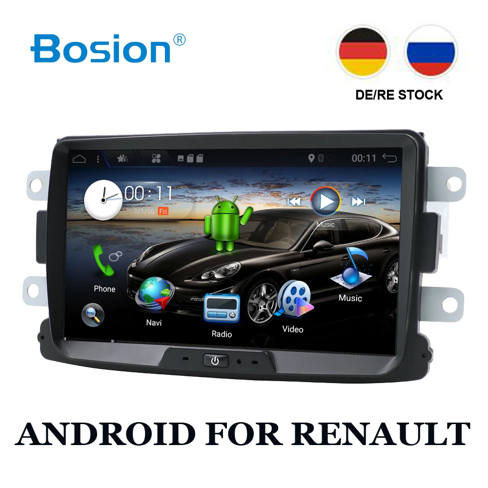 Excellent Bosion Android 9.0 8 Core 2GB+32GB GPS Navigator Radio For Dacia Renault Duster Logan Sandero Car DVD Central Cassette Player BT 0