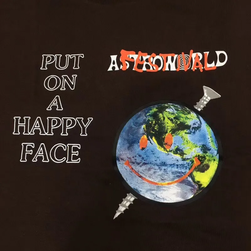 Travis Scott Astroworld Festival футболка с счастливым лицом для мужчин и женщин