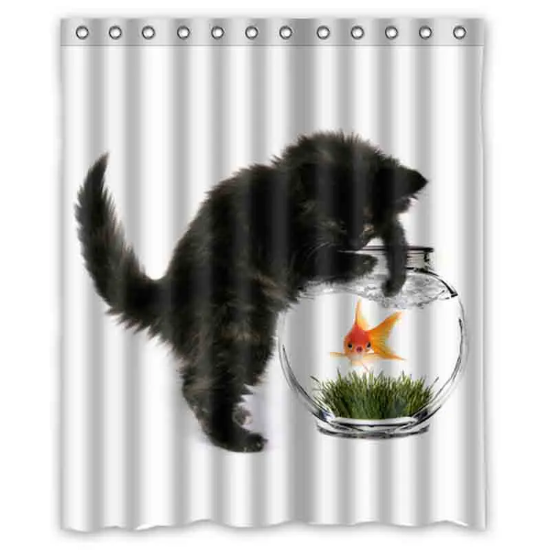 

Cat claw goldfish Customize Cat in the bath Bath Waterproof Shower Curtain Bathroom Curtains Size 48x72inch,60x72inch,66x72inch