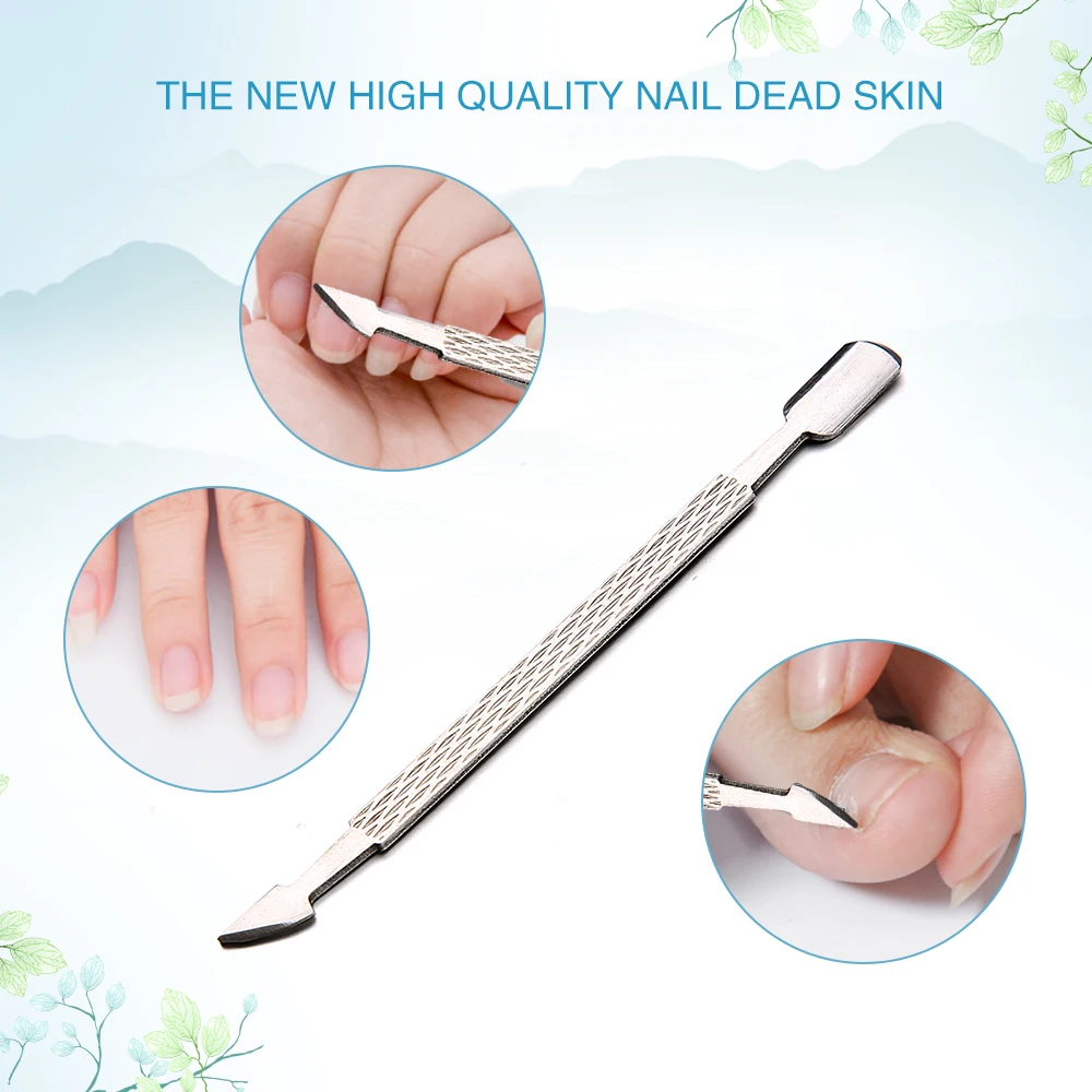 

1pc Double Head Nail Art Cuticle Pusher UV Gel Polish Removal Tool Dual End Spatula Anti Slip Handle Manicure Accessory New Gift