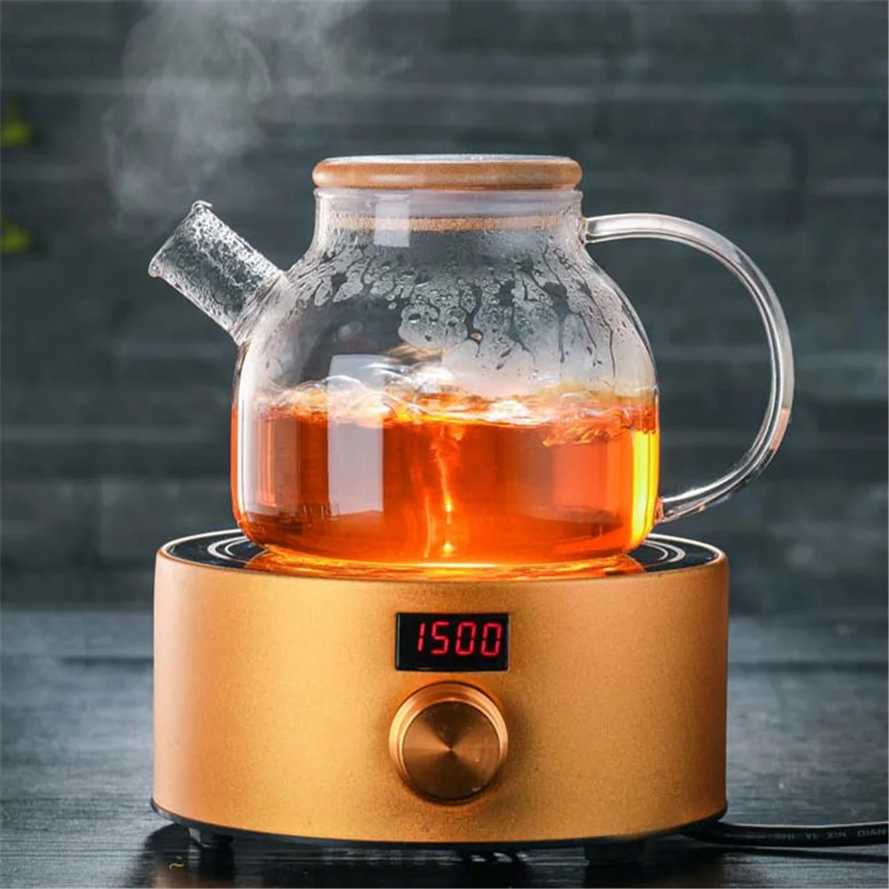 Новейшая модель; чайник для заварки из термоустойчивого боросиликатного Стекло Чай чайник горячей и холодной воды, устойчивый к двойной Применение бамбук Чай горшок для Кофе товары для магазинов