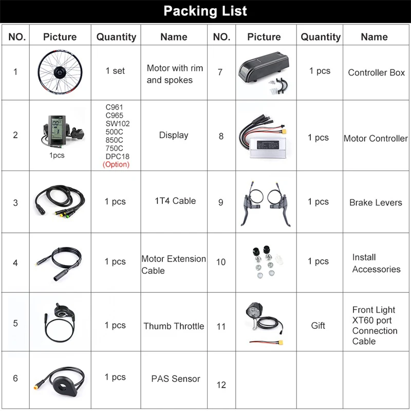 Discount BLUENERGY Bafang Front Hub Motor Conversion Kit In Electric Bicycle Motor 48V 500W Ebike Wheel Drive Engine With LCD Display 0