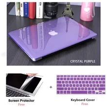 Кристальный чехол для ноутбука+ чехол для клавиатуры+ Защитная пленка для экрана для Apple Macbook Pro retina Touch Bar& ID Air 11 12 13 15 дюймов жесткий корпус