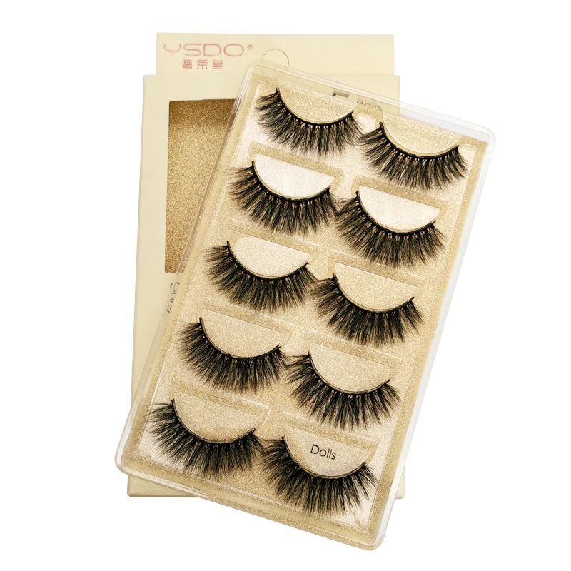 Natural Mink False Eyelashes 5 Pairs Thick Makeup Lashes