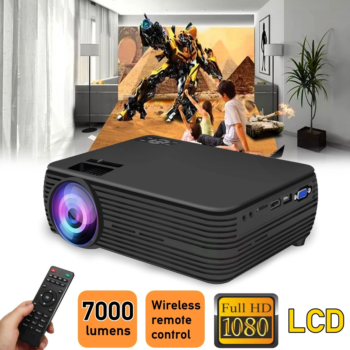 

X5 Projector Home Cinema Theater Movie LED Proyector HD Projectors USB VGA HDMI AV TF Support 1080P 7000 Lumens