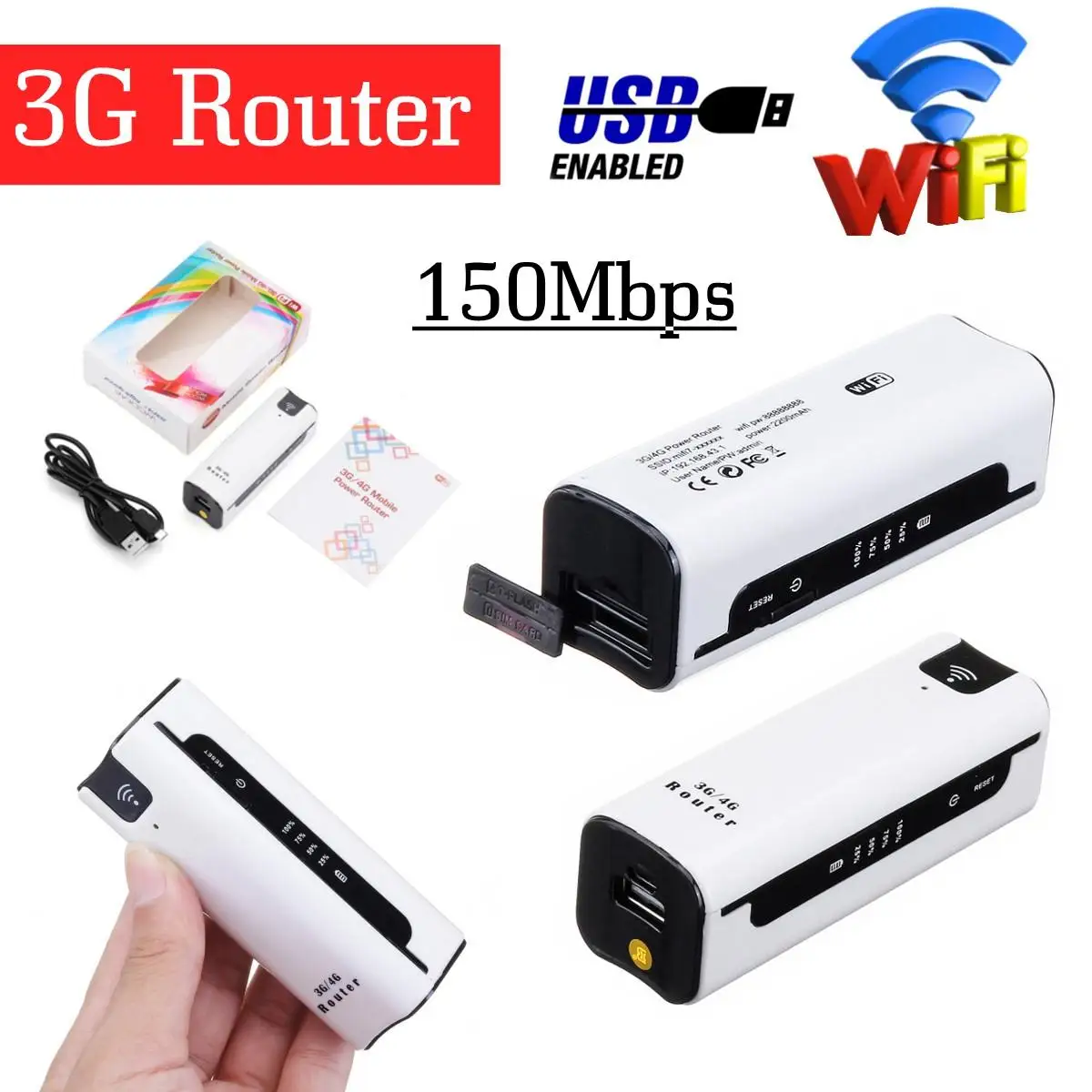 

MF7 150Mbps Portable Wifi 3G Router Mini Portable 150Mbps Wifi Router Support Power Bank